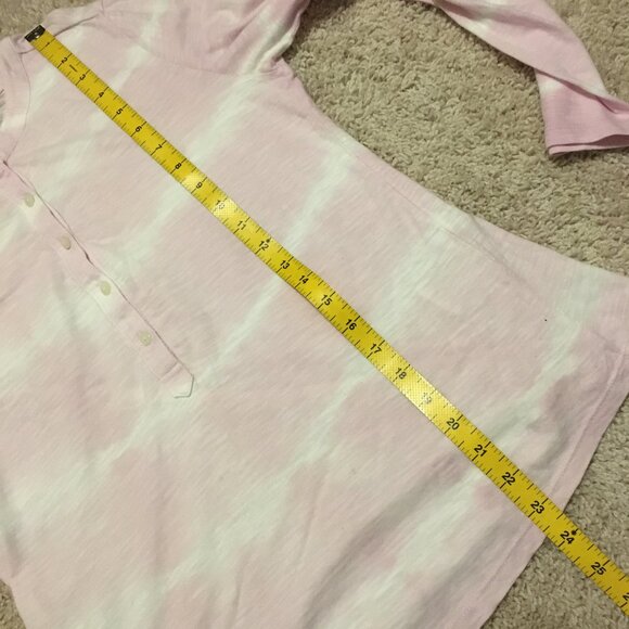 Tie Dye Pink Angel + Clouds Long Sleeve Button Collar Cotton Shirt - Picture 14 of 15